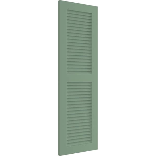 Ekena Millwork True Fit PVC, Two Equal Louver Shutters, Track Green, 18W x 57H, PR - TFP101LVF18X057TG