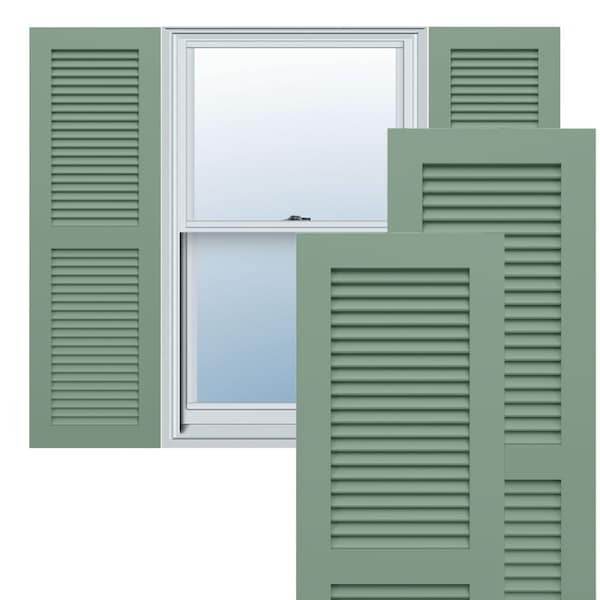 Ekena Millwork True Fit PVC, Two Equal Louver Shutters, Track Green, 18W x 57H, PR - TFP101LVF18X057TG
