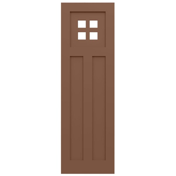 Ekena Millwork True Fit PVC San Antonio Mission Style Fixed Mount Shutters, Burnt Toffee, 18W x 49H, PR - TFP001ST18X049BT