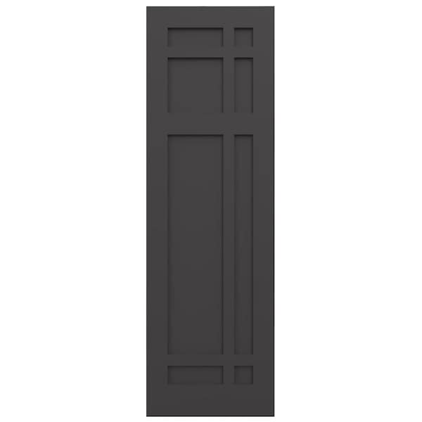 Ekena Millwork True Fit PVC San Juan Capistrano Mission Style Fixed Mount Shutters, Shadow Mountain, 15W x 32H, PR - TFP001SJ15X032SM