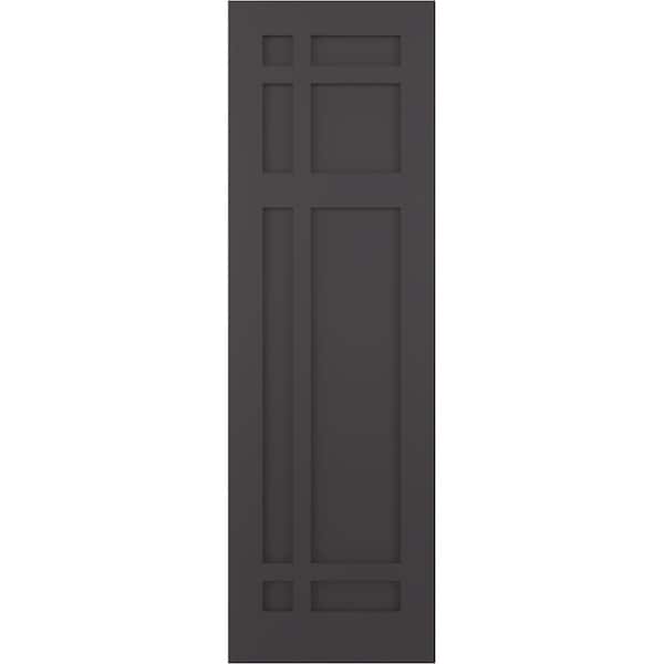 Ekena Millwork True Fit PVC San Juan Capistrano Mission Style Fixed Mount Shutters, Shadow Mountain, 15W x 32H, PR - TFP001SJ15X032SM