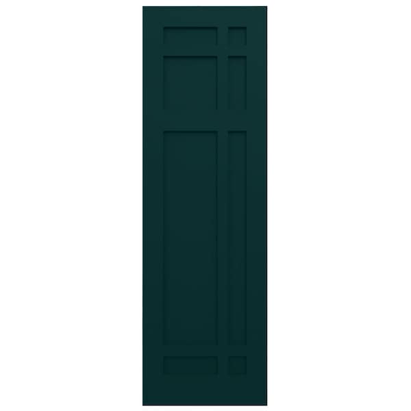 Ekena Millwork True Fit PVC San Juan Capistrano Mission Style Fixed Mount Shutters, Thermal Green, 18W x 62H, PR - TFP001SJ18X062FG