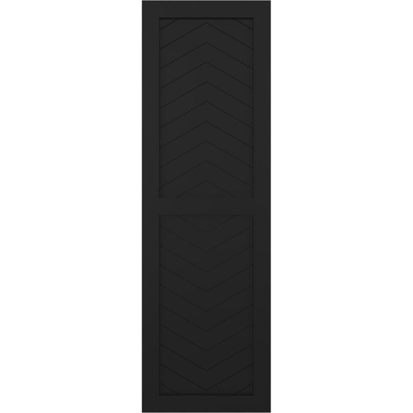 Ekena Millwork True Fit PVC Two Panel Chevron Modern Style Fixed Mount Shutters, Black, 18W x 72H, PR - TFP101CV18X072BL