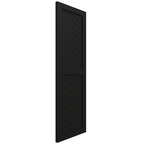 Ekena Millwork True Fit PVC Two Panel Chevron Modern Style Fixed Mount Shutters, Black, 18W x 72H, PR - TFP101CV18X072BL