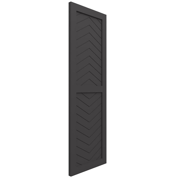 Ekena Millwork True Fit PVC Two Panel Chevron Modern Style Fixed Mount Shutters, Shadow Mountain, 12W x 80H, PR - TFP101CV12X080SM