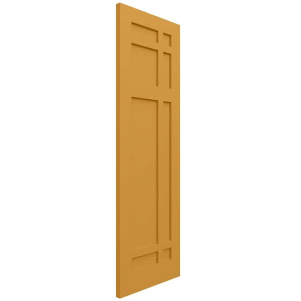 Ekena Millwork True Fit PVC San Juan Capistrano Mission Style Fixed Mount Shutters, Turmeric, 15W x 35H, PR - TFP001SJ15X035TU