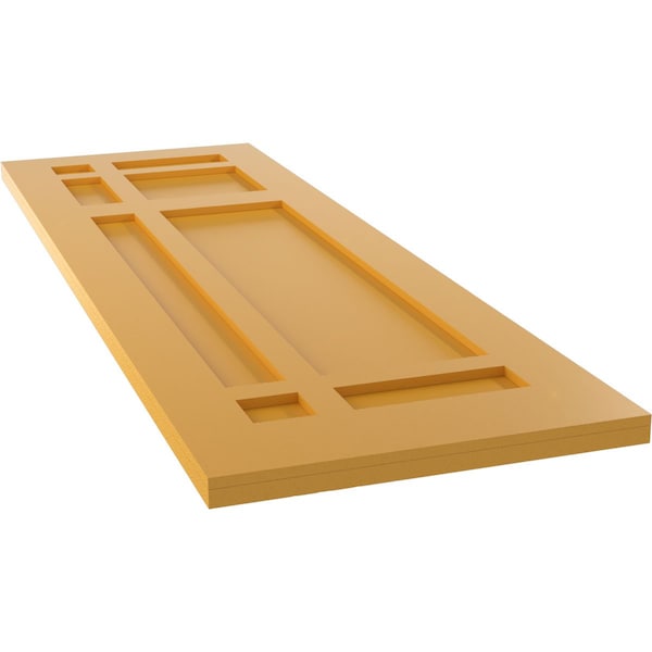 Ekena Millwork True Fit PVC San Juan Capistrano Mission Style Fixed Mount Shutters, Turmeric, 15W x 35H, PR - TFP001SJ15X035TU