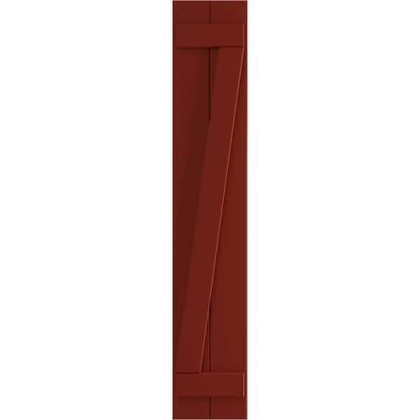 Ekena Millwork True Fit PVC Two Board Joined Board-n-Batten Shutters w/Z-Bar, Pepper Red , 10 3/4W x 26H, PR - TFP102BBF11X026MR