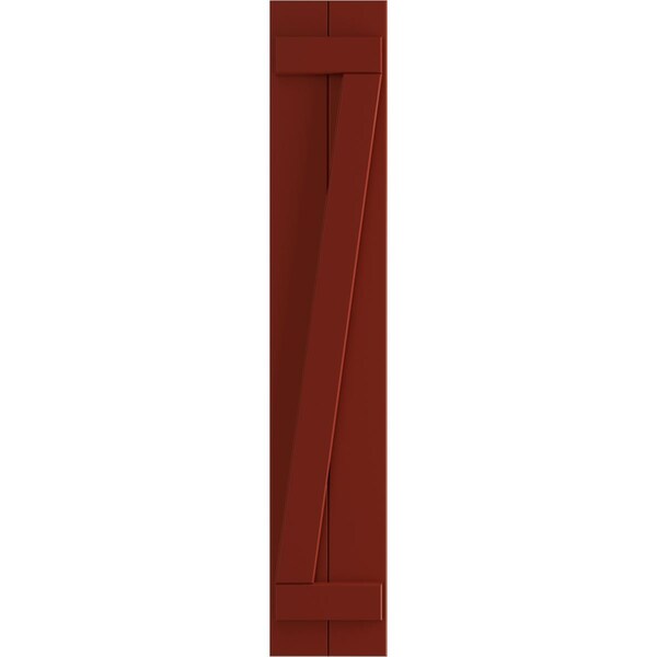 Ekena Millwork True Fit PVC Two Board Joined Board-n-Batten Shutters w/Z-Bar, Pepper Red , 10 3/4W x 26H, PR - TFP102BBF11X026MR