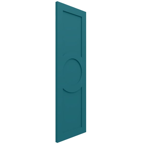 Ekena Millwork True Fit PVC Center Circle Arts & Crafts Fixed Mount Shutters, Antigua, 12W x 61H, PR - TFP001AC12X061AN