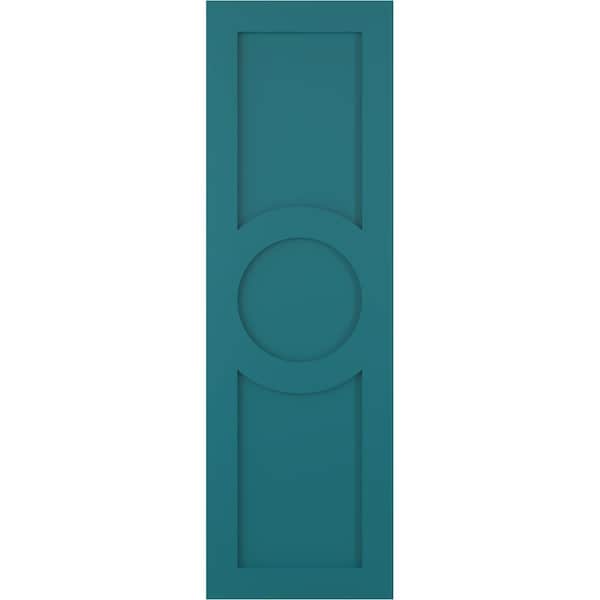Ekena Millwork True Fit PVC Center Circle Arts & Crafts Fixed Mount Shutters, Antigua, 12W x 61H, PR - TFP001AC12X061AN