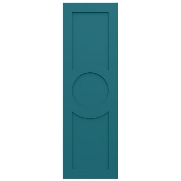 Ekena Millwork True Fit PVC Center Circle Arts & Crafts Fixed Mount Shutters, Antigua, 12W x 61H, PR - TFP001AC12X061AN