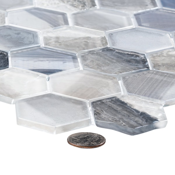 Andova Tiles SAMPLE- Rochelle 2 in. Hex Glass Mosaic Wall Tile - SAM-ANDROC1004