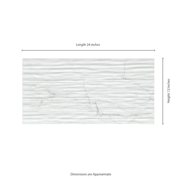 Msi Dymo Calacatta Stripe White 12in X 24in Glossy Ceramic Wall Tile, 8PK - ZOR-PT-0879