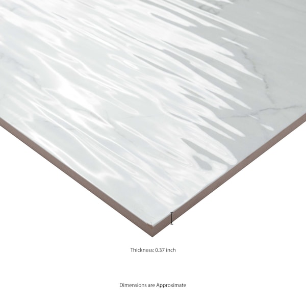 Msi Dymo Calacatta Stripe White 12in X 24in Glossy Ceramic Wall Tile, 8PK - ZOR-PT-0879
