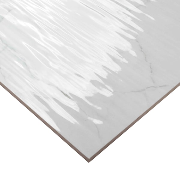 Msi Dymo Calacatta Stripe White 12in X 24in Glossy Ceramic Wall Tile, 8PK - ZOR-PT-0879