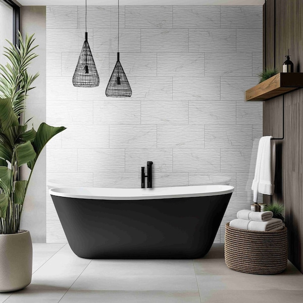 Msi Dymo Calacatta Stripe White 12in X 24in Glossy Ceramic Wall Tile, 8PK - ZOR-PT-0879