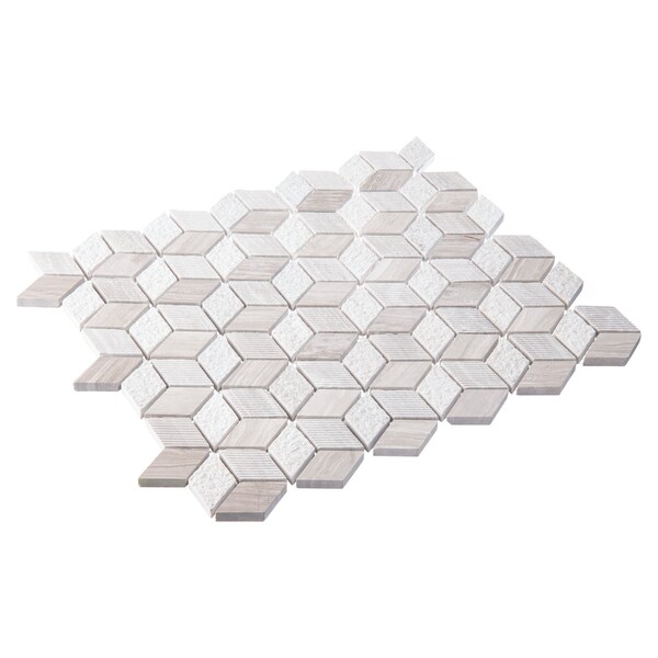 Andova Tiles SAMPLE Cubit 1 x 2 Marble Grid Mosaic Wall  Floor Tile - SAM-ANDCUB326