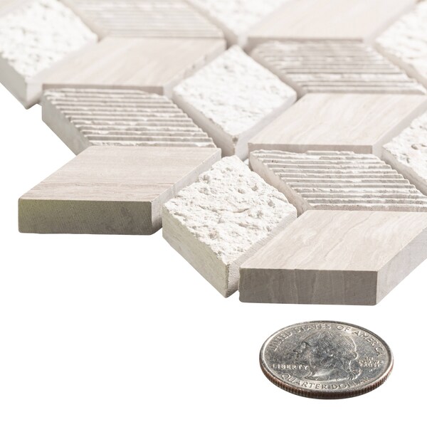 Andova Tiles SAMPLE Cubit 1 x 2 Marble Grid Mosaic Wall  Floor Tile - SAM-ANDCUB326