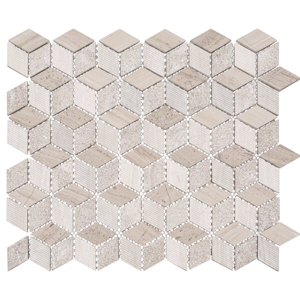 Andova Tiles SAMPLE Cubit 1 x 2 Marble Grid Mosaic Wall  Floor Tile - SAM-ANDCUB326