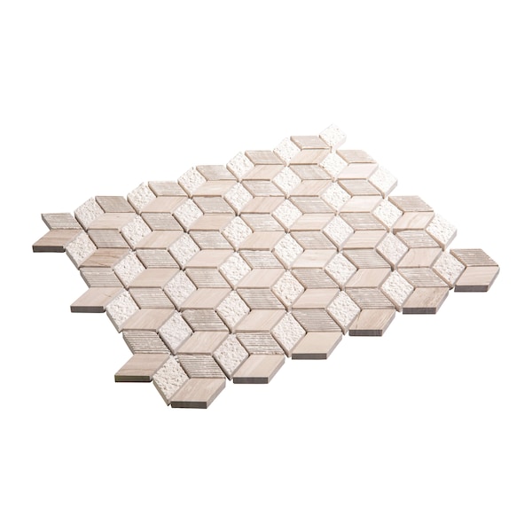 Andova Tiles SAMPLE Cubit 1 x 2 Marble Grid Mosaic Wall  Floor Tile - SAM-ANDCUB326
