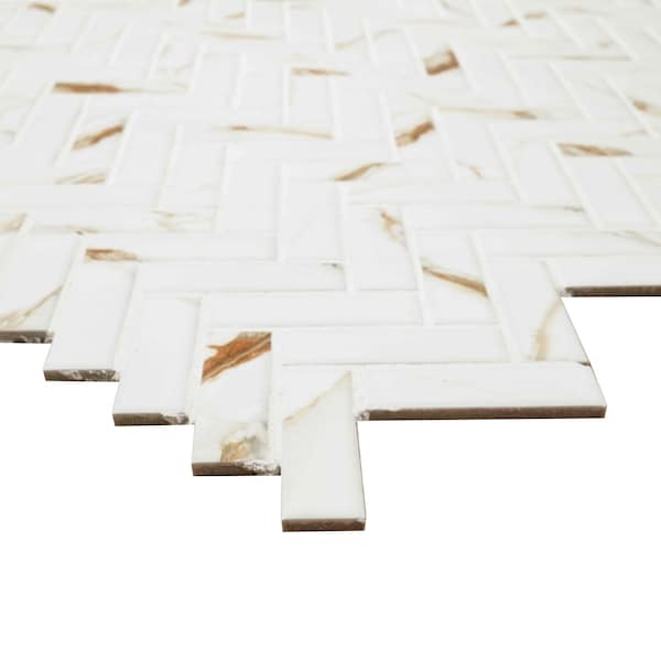 Msi Sample Calacatta Gold Herringbone Matte Porcelain Mosaic Floor And Wall Tile - ZOR-MD-0651-SAM