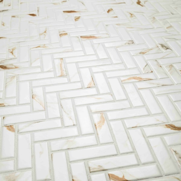 Msi Sample Calacatta Gold Herringbone Matte Porcelain Mosaic Floor And Wall Tile - ZOR-MD-0651-SAM