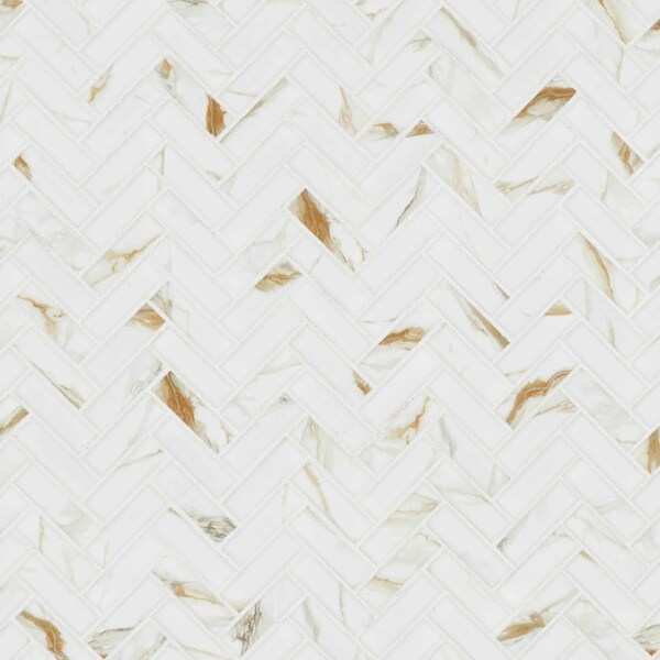 Msi Sample Calacatta Gold Herringbone Matte Porcelain Mosaic Floor And Wall Tile - ZOR-MD-0651-SAM