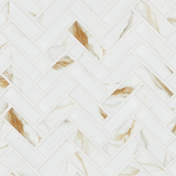 Msi Sample Calacatta Gold Herringbone Matte Porcelain Mosaic Floor And Wall Tile - ZOR-MD-0651-SAM