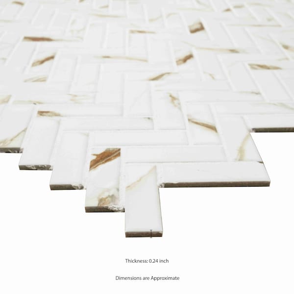 Msi Sample Calacatta Gold Herringbone Matte Porcelain Mosaic Floor And Wall Tile - ZOR-MD-0651-SAM
