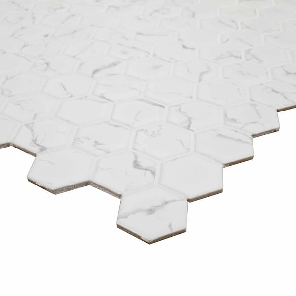 Msi Carrara Hexagon 11in x 13in Matte Porcelain Mosaic Floor And Wall Tile, 15PK - ZOR-MD-0649