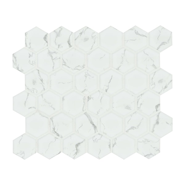 Msi Carrara Hexagon 11in x 13in Matte Porcelain Mosaic Floor And Wall Tile, 15PK - ZOR-MD-0649