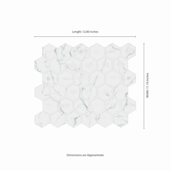 Msi Carrara Hexagon 11in x 13in Matte Porcelain Mosaic Floor And Wall Tile, 15PK - ZOR-MD-0649