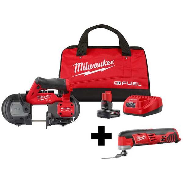 Milwaukee Tool Band Saw Kit and Multi Tool, 12 V, Includes Battery (4Ah) - 2529-21XC, 2426-20