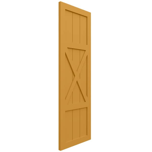 Ekena Millwork True Fit PVC Center X-Board Farmhouse Fixed Mount Shutters, Turmeric , 15W x 44H, PR - TFP107FH15X044TU