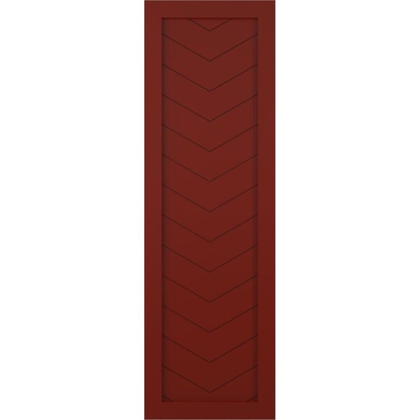 Ekena Millwork True Fit PVC Single Panel Chevron Modern Style Fixed Mount Shutters, Pepper Red, 15W x 48H, PR - TFP001CV15X048MR