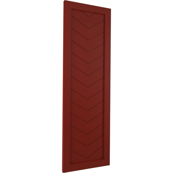 Ekena Millwork True Fit PVC Single Panel Chevron Modern Style Fixed Mount Shutters, Pepper Red, 15W x 48H, PR - TFP001CV15X048MR