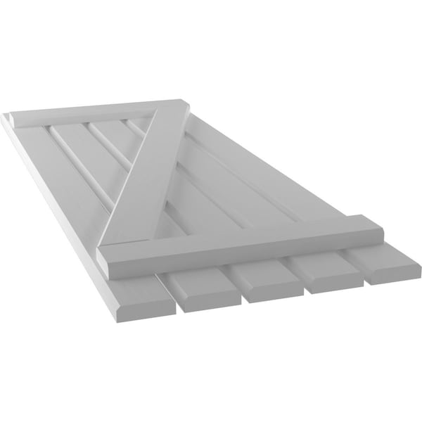 Ekena Millwork Americraft 5-Board (2 Batten) Wood Spaced Board-n-Batten Shutters w/ Z-Bar, ARW102SB519X83PRH - ARW102SB519X83PRH