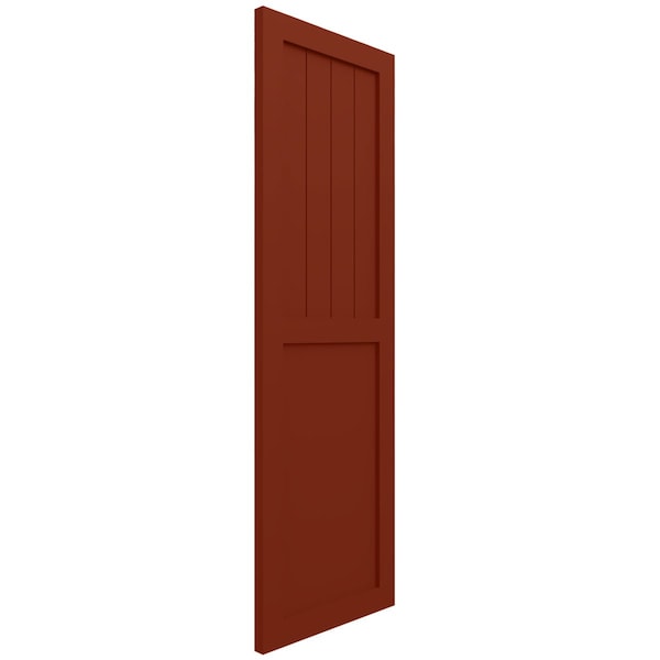 Ekena Millwork True Fit PVC Farmhouse/Flat Panel Combination Fixed Mount Shutters, Pepper Red, 12W x 72H, PR - TFP101FC12X072MR