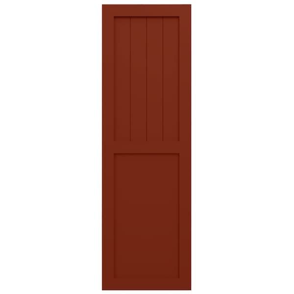Ekena Millwork True Fit PVC Farmhouse/Flat Panel Combination Fixed Mount Shutters, Pepper Red, 12W x 72H, PR - TFP101FC12X072MR