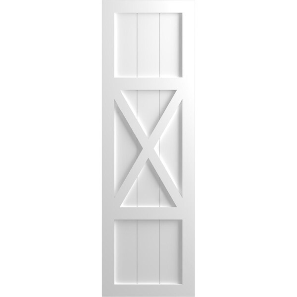 Ekena Millwork True Fit PVC Center X-Board Farmhouse Fixed Mount Shutters, White , 12W x 74H, PR - TFP107FH12X074WH