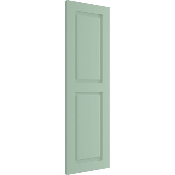Ekena Millwork True Fit PVC, Two Equal Raised Panel Shutters, Seaglass, 18W x 33H, PR - TFP101RPF18X033SG