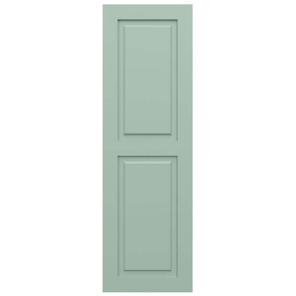 Ekena Millwork True Fit PVC, Two Equal Raised Panel Shutters, Seaglass, 18W x 33H, PR - TFP101RPF18X033SG