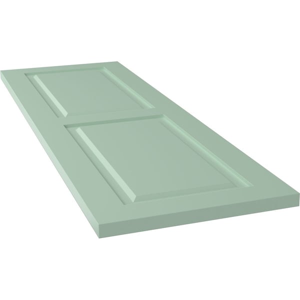 Ekena Millwork True Fit PVC, Two Equal Raised Panel Shutters, Seaglass, 18W x 33H, PR - TFP101RPF18X033SG