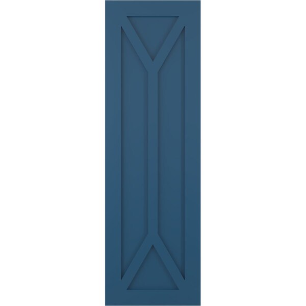 Ekena Millwork True Fit PVC San Carlos Mission Style Fixed Mount Shutters, Sojourn Blue, 12W x 30H, PR - TFP001SC12X030HB