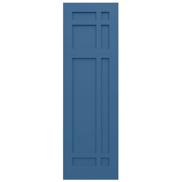 Ekena Millwork True Fit PVC San Juan Capistrano Mission Style Fixed Mount Shutters, Sojourn Blue, 12W x 75H, PR - TFP001SJ12X075HB