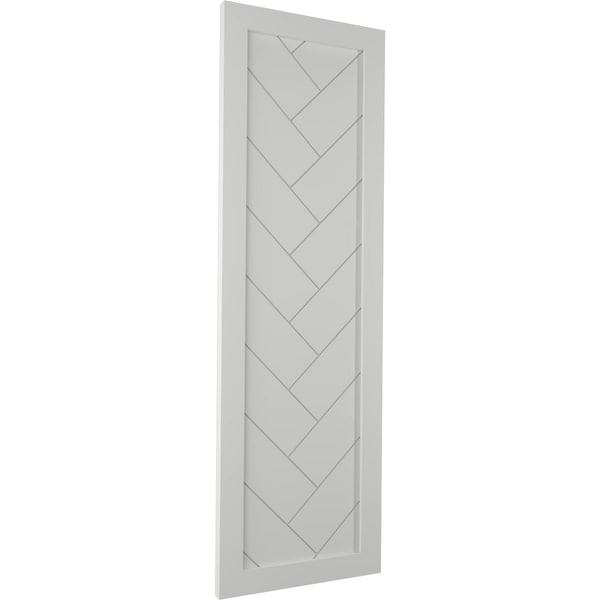 Ekena Millwork True Fit PVC Single Panel Herringbone Modern Style Fixed Mount Shutters, Hailstorm Gray, 15"W x 80"H - TFP001HB15X080ST