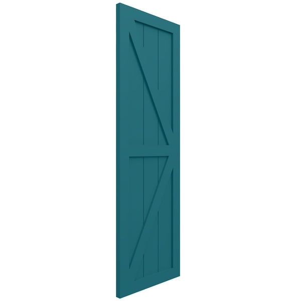 Ekena Millwork True Fit PVC Two Equal Panel Farmhouse Fixed Mount Shutters w/ Z-Bar, Antigua , 12W x 68H, PR - TFP102FH12X068AN