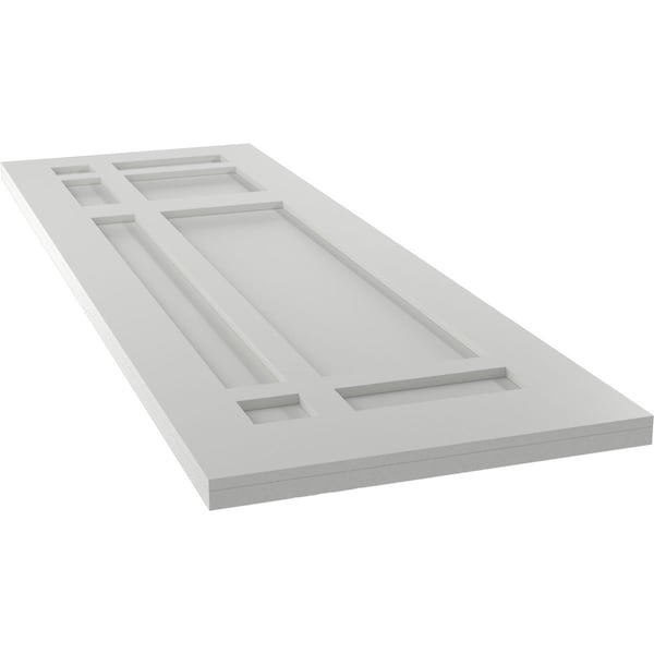 Ekena Millwork True Fit PVC San Juan Capistrano Mission Style Fixed Mount Shutters, Hailstorm Gray, 15W x 41H, PR - TFP001SJ15X041ST