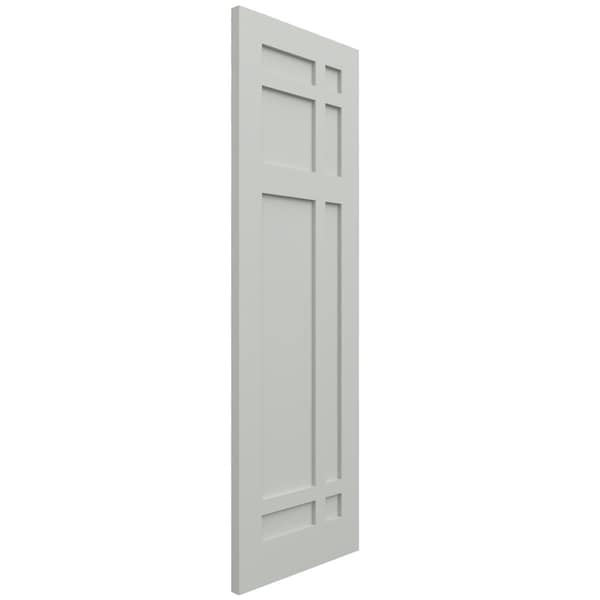 Ekena Millwork True Fit PVC San Juan Capistrano Mission Style Fixed Mount Shutters, Hailstorm Gray, 15W x 41H, PR - TFP001SJ15X041ST